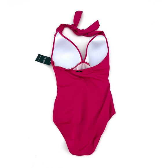 RALPH LAUREN Pink Tummy Control V Neck Halter One Piece Swimsuit Sz 0 - Picture 4 of 4